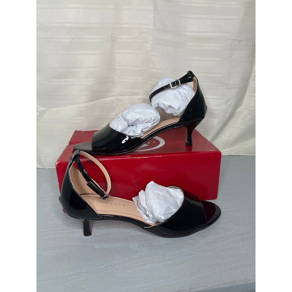 Journee Collection Jezzie Kitten Heel Sandals Black Womens Size 12M - Picture 12 of 14